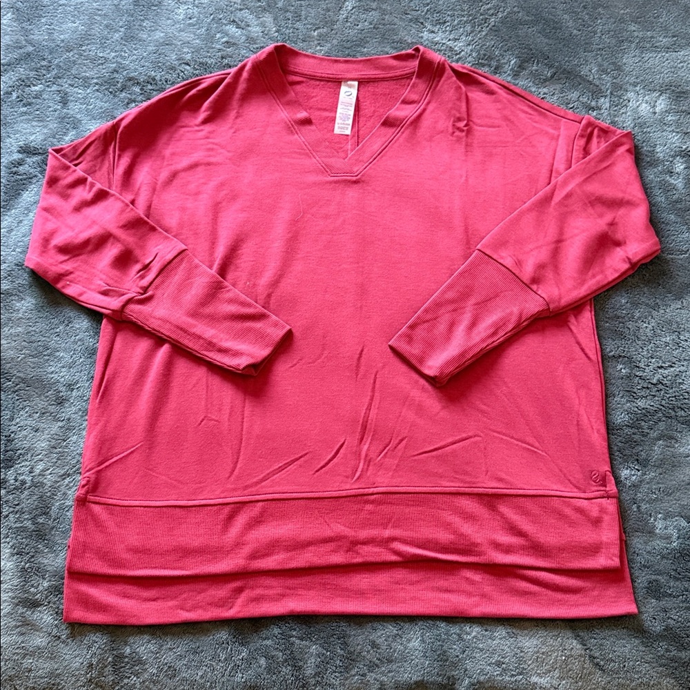 Lou & Grey Ribtrim Signaturesoft V-Neck Top - XS